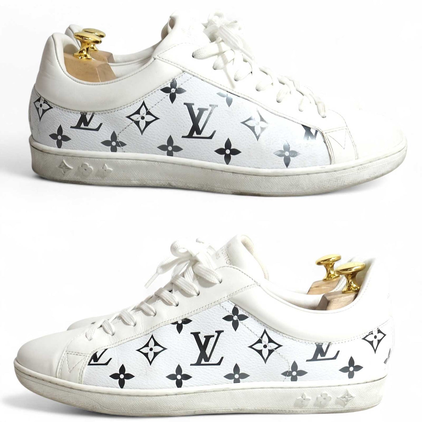 ルイヴィトン Louis Vuitton イタリア製 ルクセンブルクライン モノグラム柄 ローカット スニーカー 7.5 26㎝相当 ホワイト メンズ 正規品 5-OK009