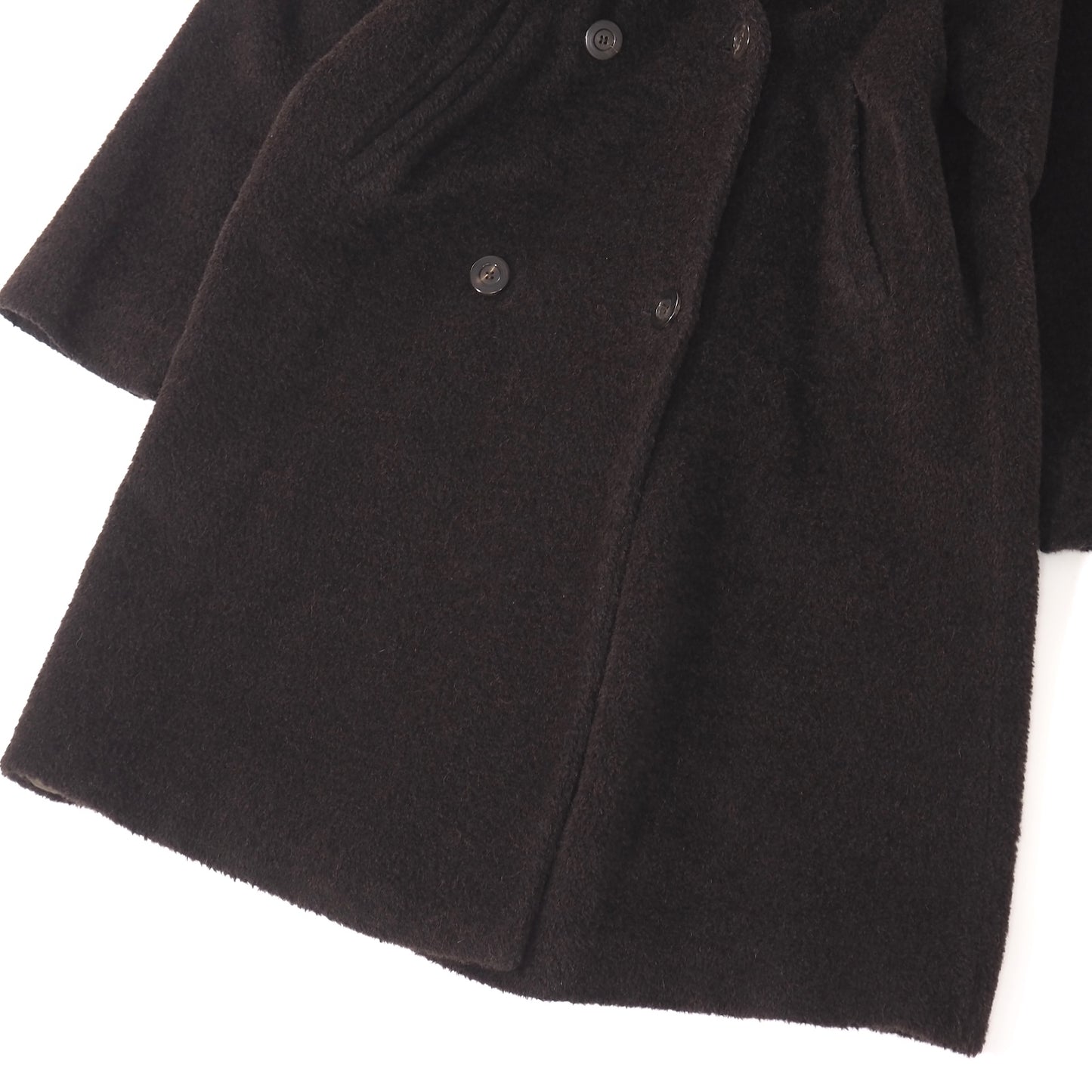 美品 マックスマーラ Max Mara イタリア製 アルパカ ヴァージンウール ダブルブレスト フーデッド コート 42 ダークブラウン レディース 正規品 5-OL001