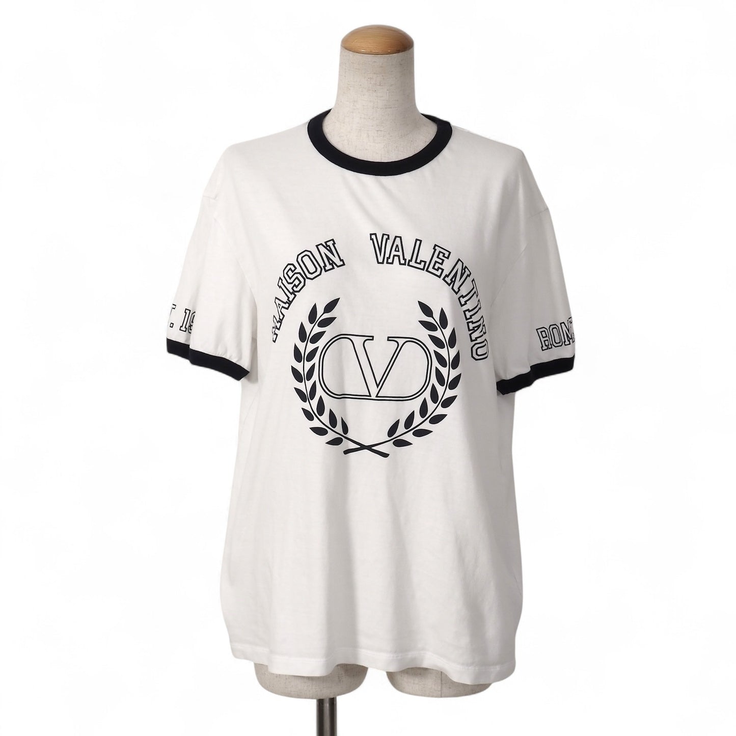 美品 ヴァレンティノ VALENTINO 2022年製 ロゴ コットン 半袖 Tシャツ M ホワイト レディース 正規品 5-PI004