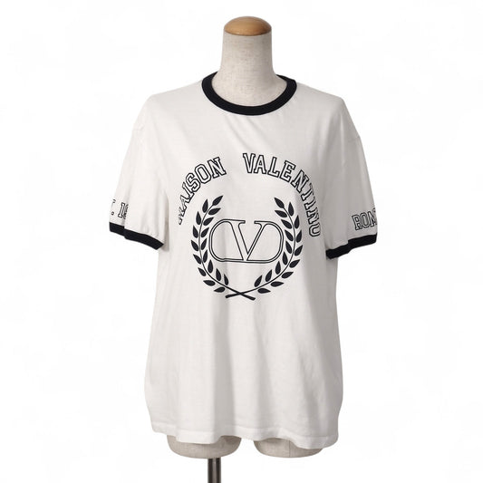 美品 ヴァレンティノ VALENTINO 2022年製 ロゴ コットン 半袖 Tシャツ M ホワイト レディース 正規品 5-PI004