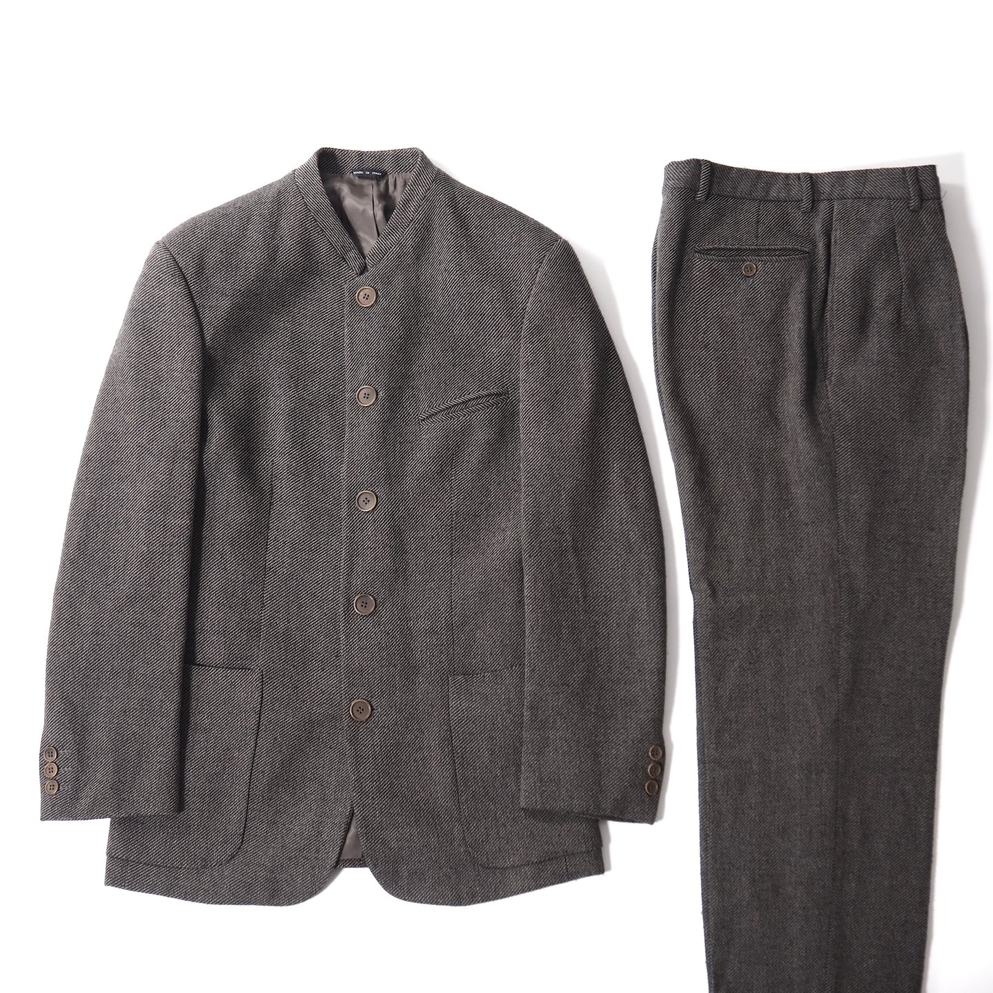 エンポリオアルマーニ EMPORIO ARMANI ヴィンテージ ステンドカラー ウール スーツ グレー メンズ 正規品 5-PI008