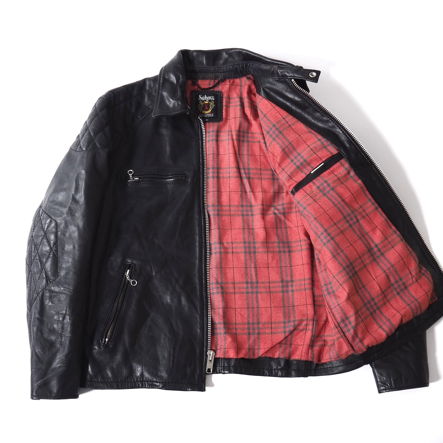 ショット Schott USA製 現行 襟付き レザー ジャケット XL ブラック メンズ 正規品 5-SH005