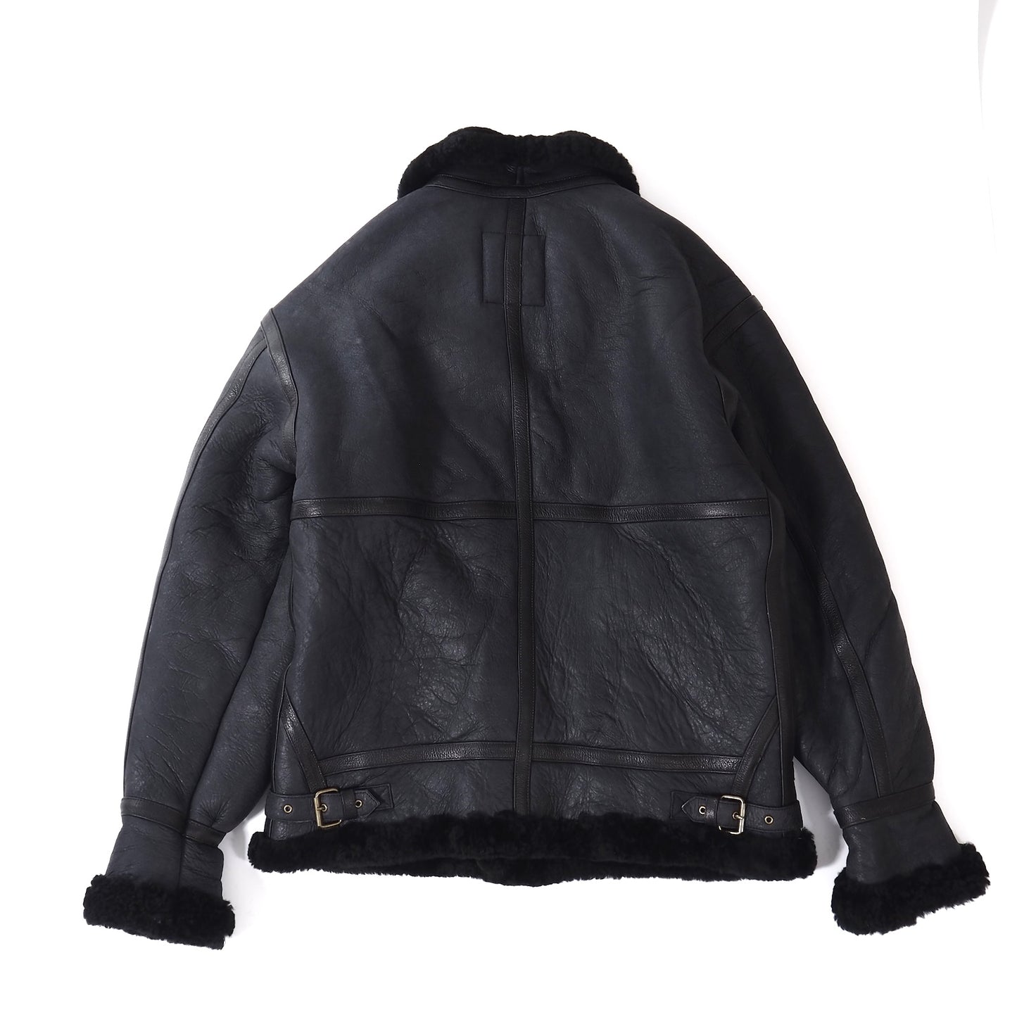 良品 アルファインダストリーズ ALPHA INDUSTRIES レザー ムートンファー フライトジャケット Ｌ ブラック メンズ 正規品 5-SH012