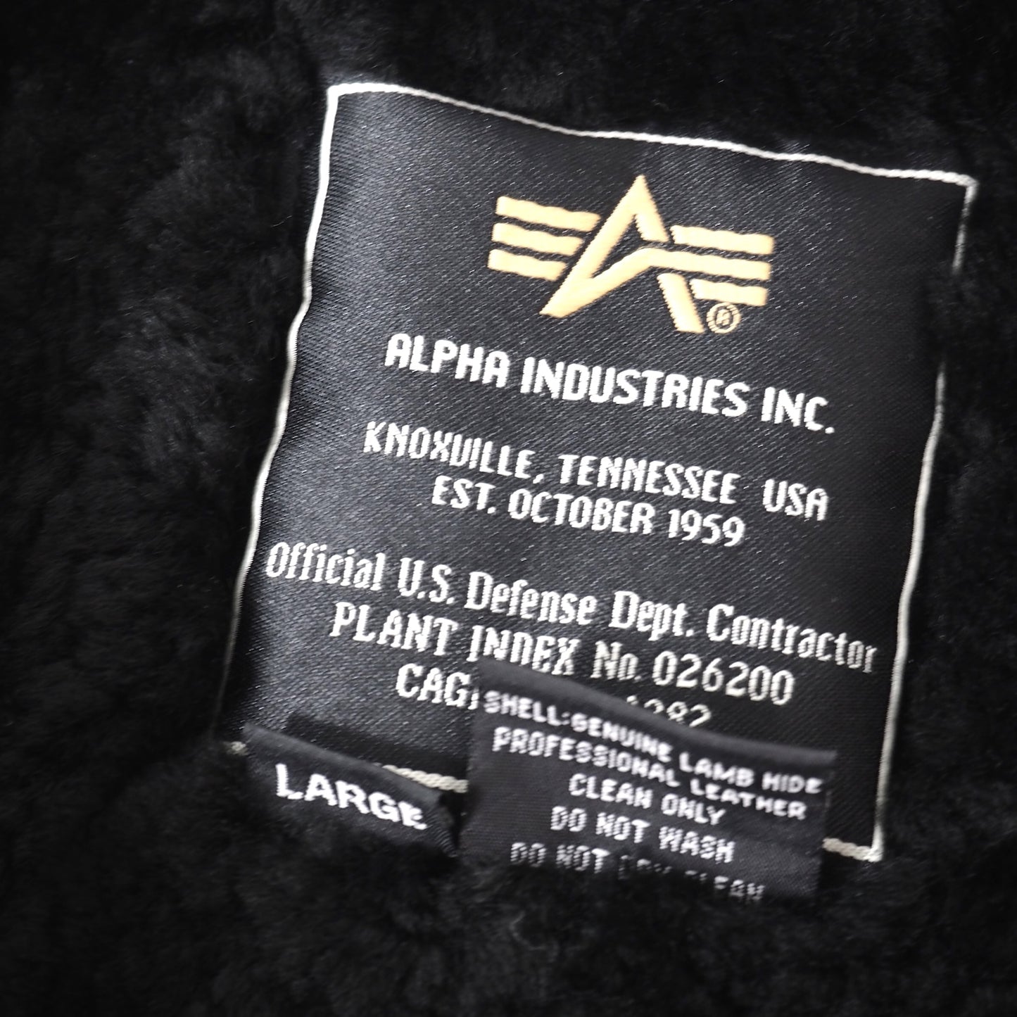 良品 アルファインダストリーズ ALPHA INDUSTRIES レザー ムートンファー フライトジャケット Ｌ ブラック メンズ 正規品 5-SH012