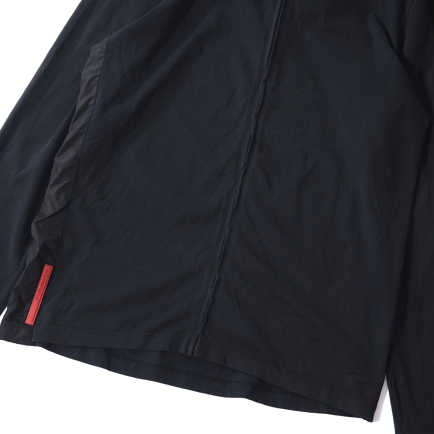 プラダ PRADA ストレッチ 切替 ジップアップ フーデッド ジャケット L ブラック メンズ 正規品 5-SH020