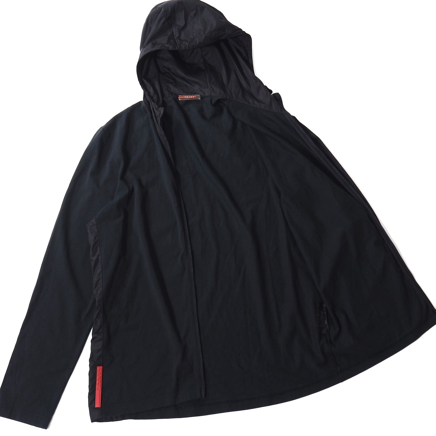 プラダ PRADA ストレッチ 切替 ジップアップ フーデッド ジャケット L ブラック メンズ 正規品 5-SH020