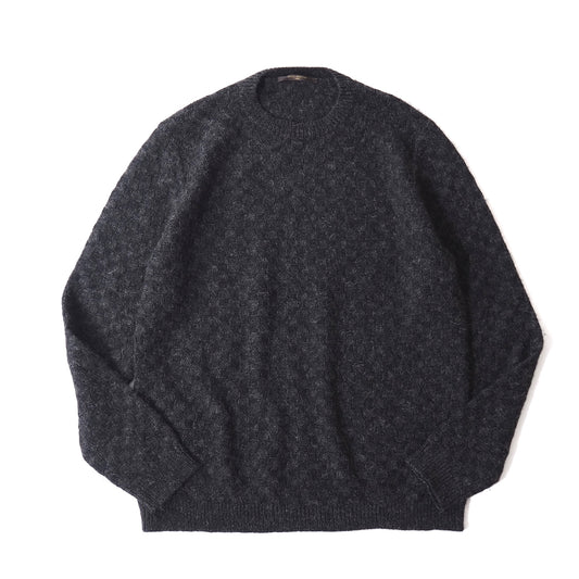 美品 ルイヴィトン Louis Vuitton ウール アルパカ ダミエ柄 長袖 ニット XL ダークグレー メンズ 正規品 5-SH021