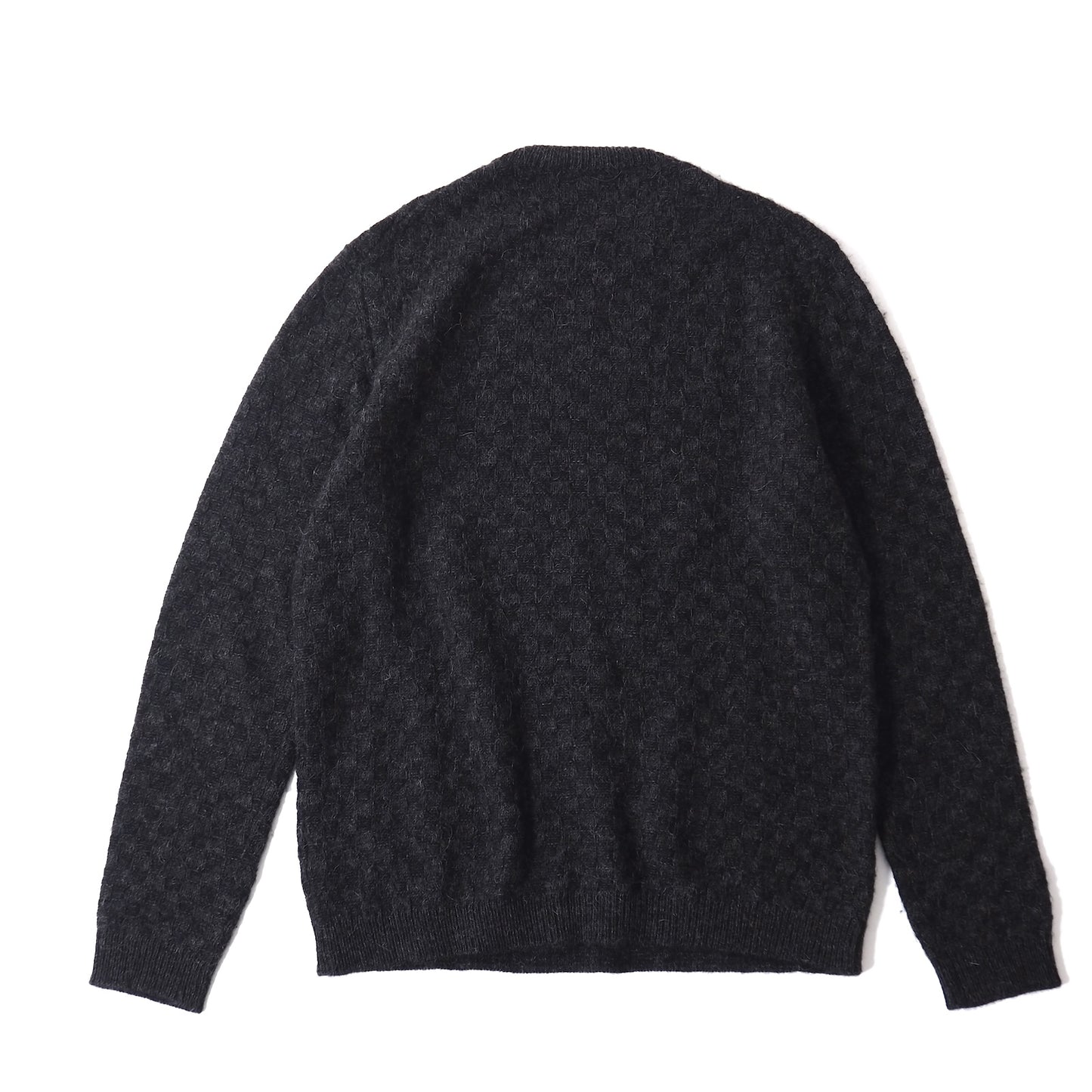美品 ルイヴィトン Louis Vuitton ウール アルパカ ダミエ柄 長袖 ニット XL ダークグレー メンズ 正規品 5-SH021