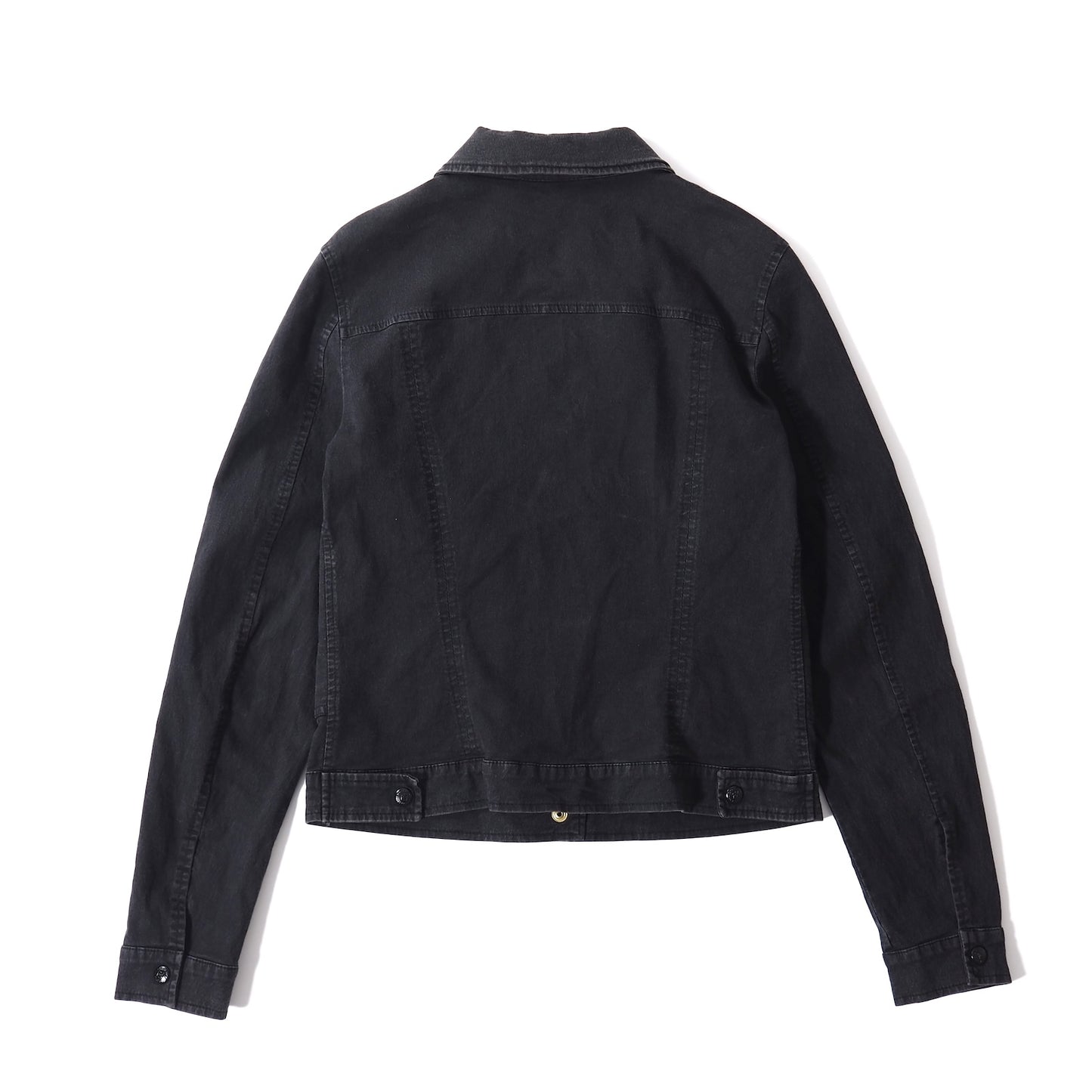 美品 フェンディ FENDI ストレッチ デニム ジャケット 42 ダークグレー レディース 正規品 5-SH024