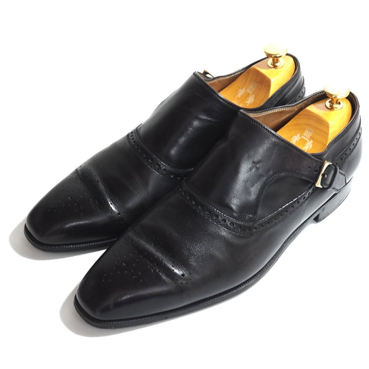 良品 ベルルッティ Berluti シングルモンク ストラップ レザー シューズ 靴 9.5 ブラック メンズ 正規品 5-SI005