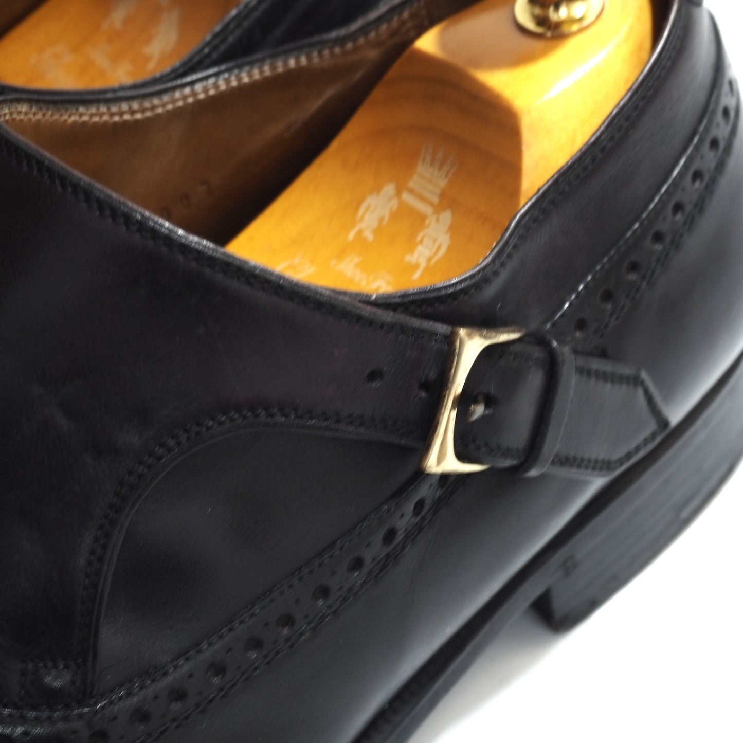 良品 ベルルッティ Berluti シングルモンク ストラップ レザー シューズ 靴 9.5 ブラック メンズ 正規品 5-SI005