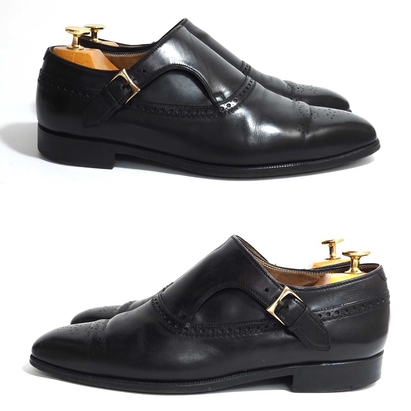 良品 ベルルッティ Berluti シングルモンク ストラップ レザー シューズ 靴 9.5 ブラック メンズ 正規品 5-SI005