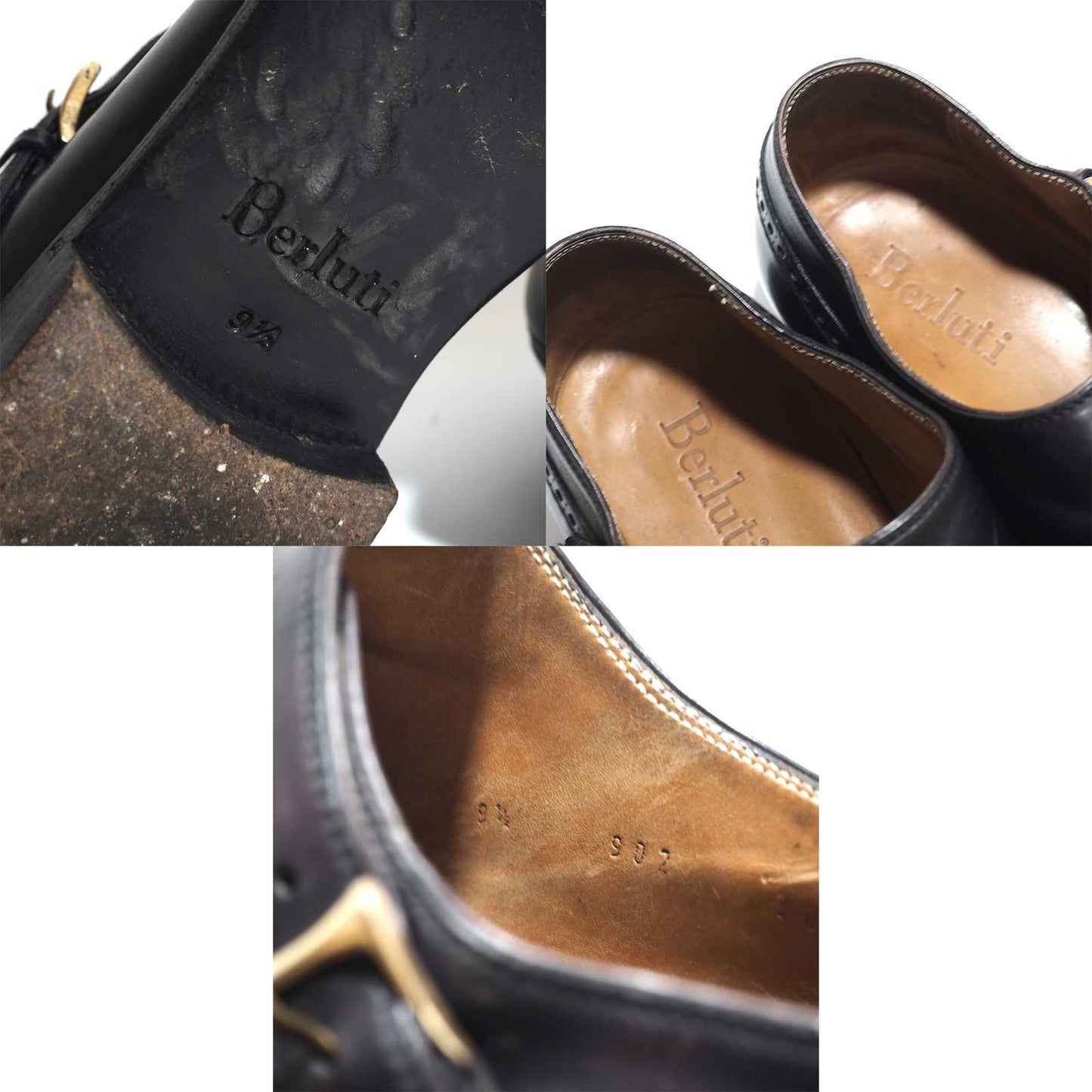 良品 ベルルッティ Berluti シングルモンク ストラップ レザー シューズ 靴 9.5 ブラック メンズ 正規品 5-SI005