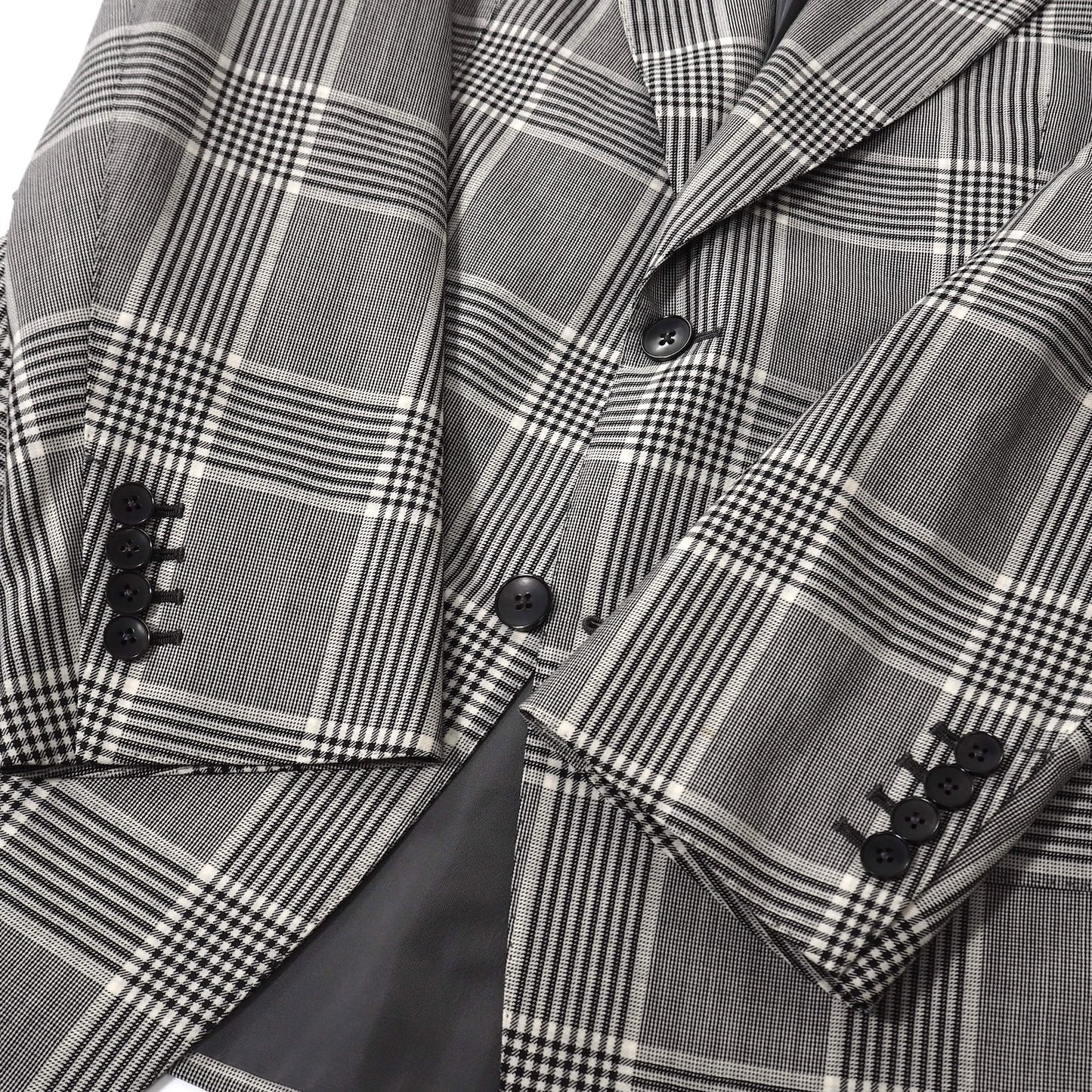 良品 トムフォード TOM FORD ウール カシミヤ ピークド チェック セットアップ スーツ ジャケット パンツ 52 グレー メンズ 正規品 5-SI007
