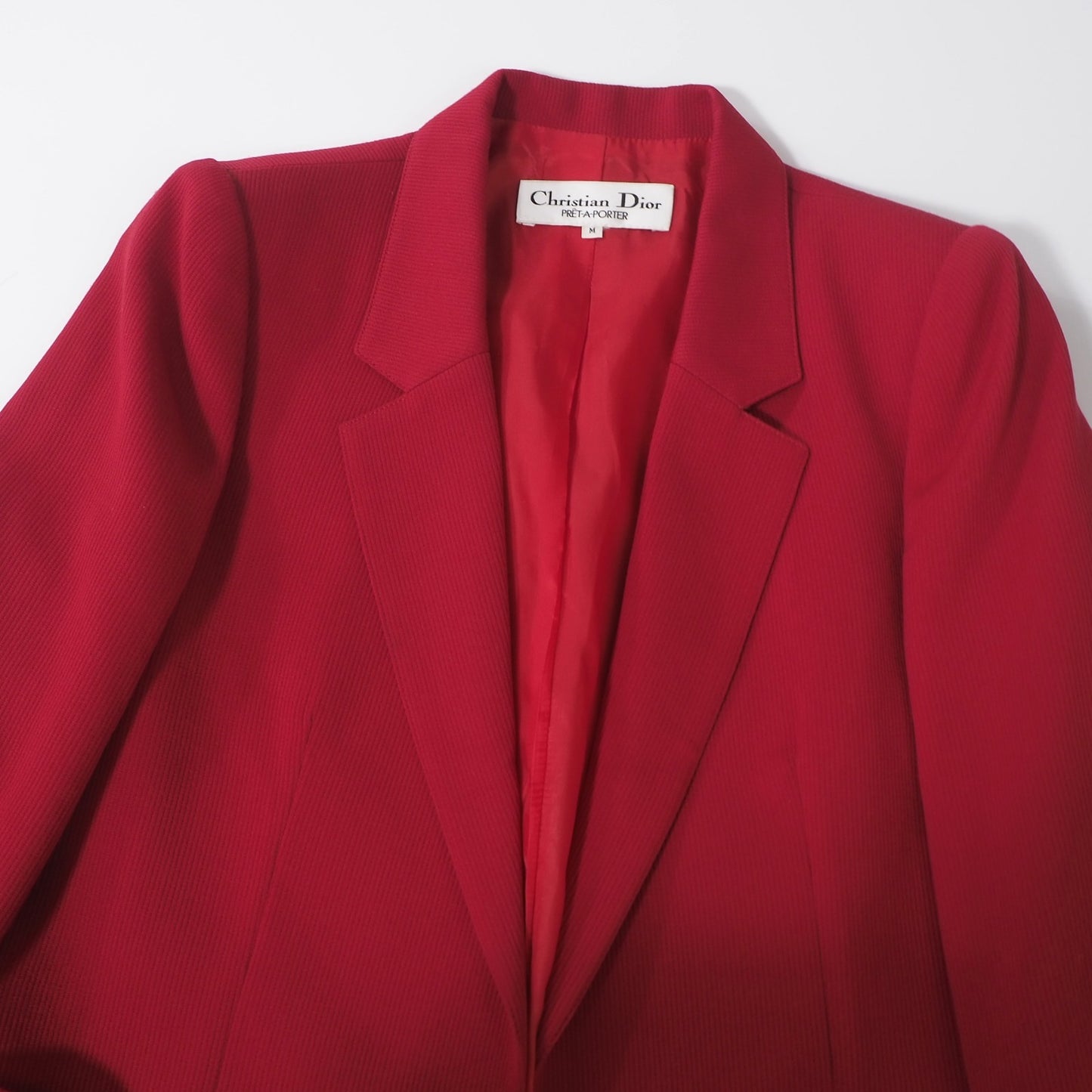 美品 クリスチャンディオール Christian Dior ヴィンテージ ジャケット M レッド レディース 正規品 6-YA014