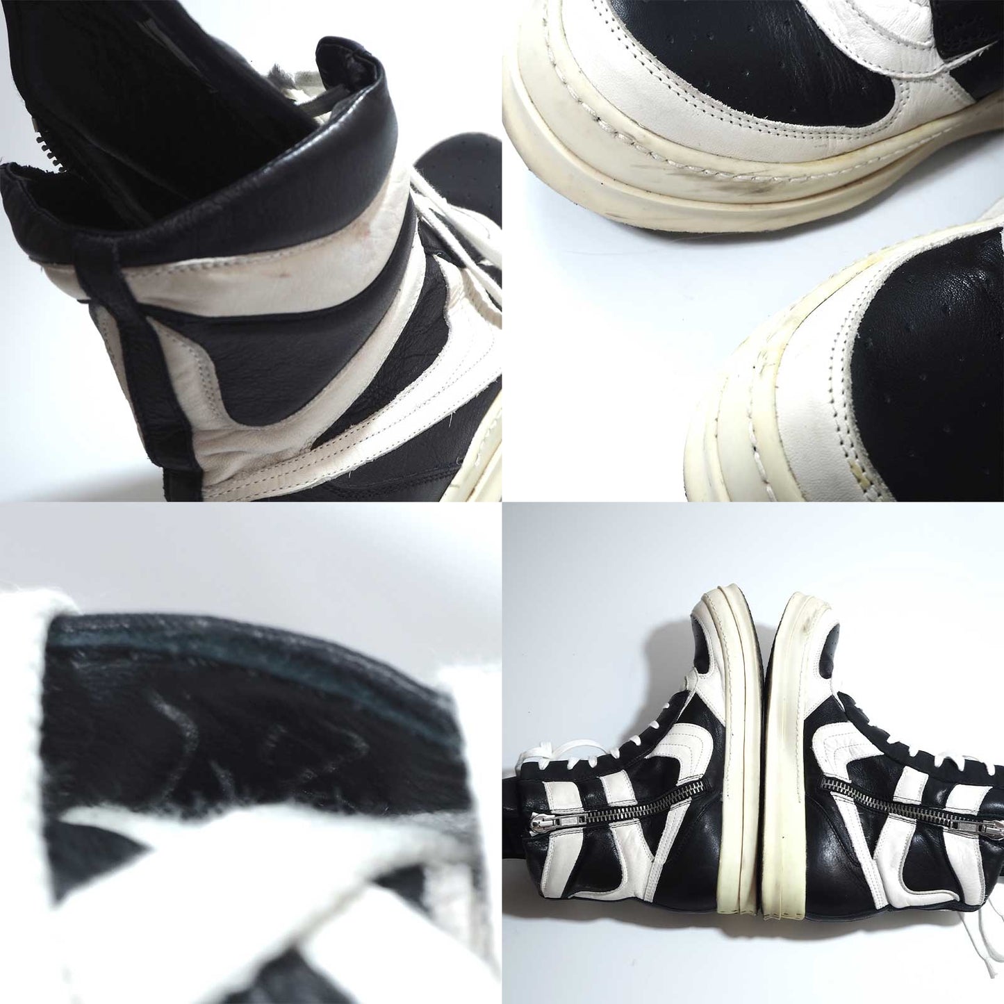 リックオウエンス RickOwens 初期 GEO DUNK BASKET SNEAKER ハイカット スニーカー 42 ブラック ホワイト メンズ 正規品 5-YD010