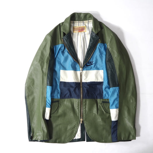 ドクター・ロマネリ Dr.Romanelli 希少 NIKE 再構築 レザージャケット グリーン M相当 メンズ 正規品 5-YD012