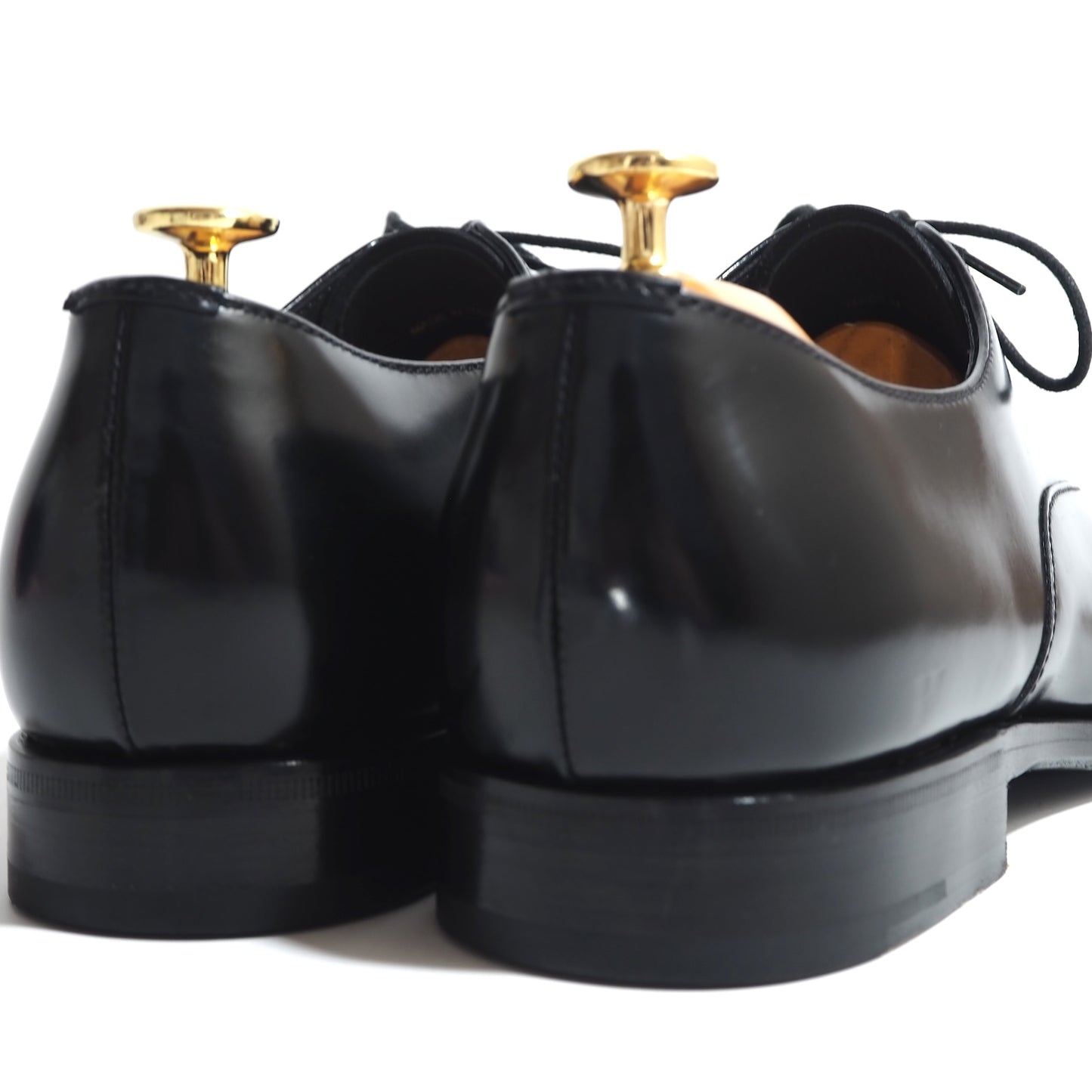 美品 プラダ PRADA ニュアンスブラッシュドレザー レーズアップ シューズ 7.5 25.5㎝相当 ブラック メンズ 正規品 5-YD016