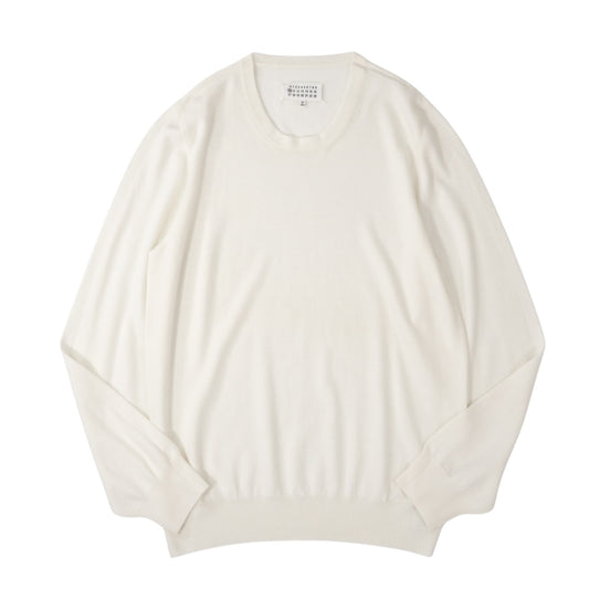 良品 メゾンマルジェラ MaisonMargiela 19AW ウール クルーネック セーター ニット XL ホワイト メンズ 正規品 5-YD019