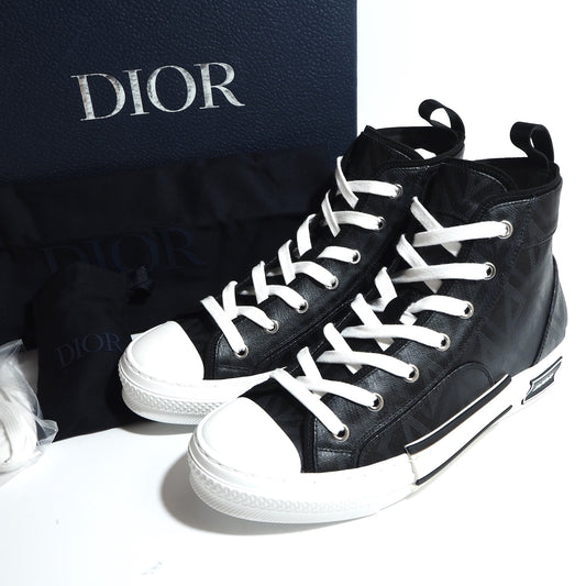 未使用 ディオール DIOR B23 DIAMOND CANVAS ハイトップ スニーカー 40.5 25.5㎝相当 ブラック メンズ 正規品 5-YD021