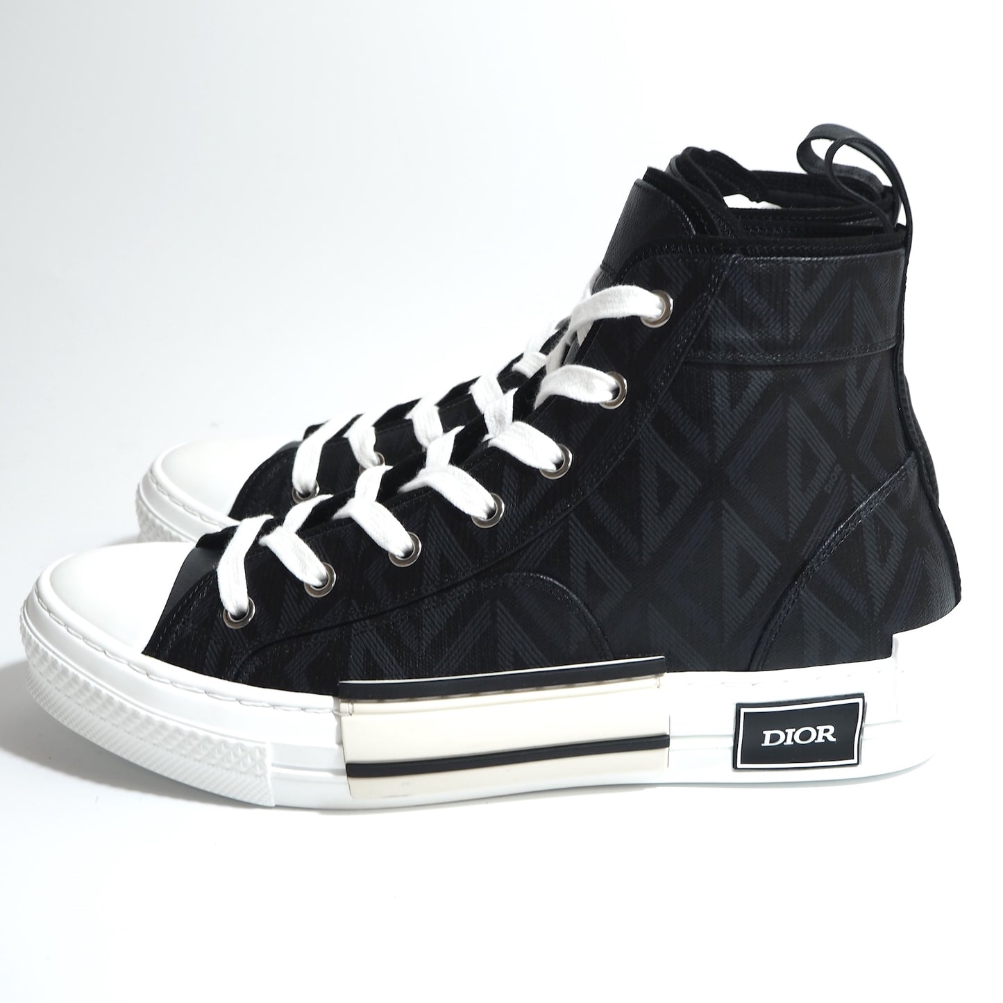 未使用 ディオール DIOR B23 DIAMOND CANVAS ハイトップ スニーカー 40.5 25.5㎝相当 ブラック メンズ 正規品 5-YD021