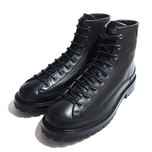 未使用 ヴァレンティノ VALENTINO Garavani レザー ワークブーツ 43 28㎝相当 ブラック メンズ 正規品 5-YD025