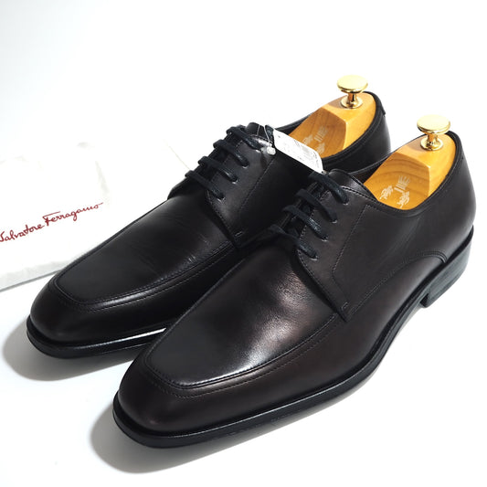 未使用 フェラガモ Ferragamo レザー レースアップ シューズ 8 ダークブラウン メンズ 正規品 5-YD030