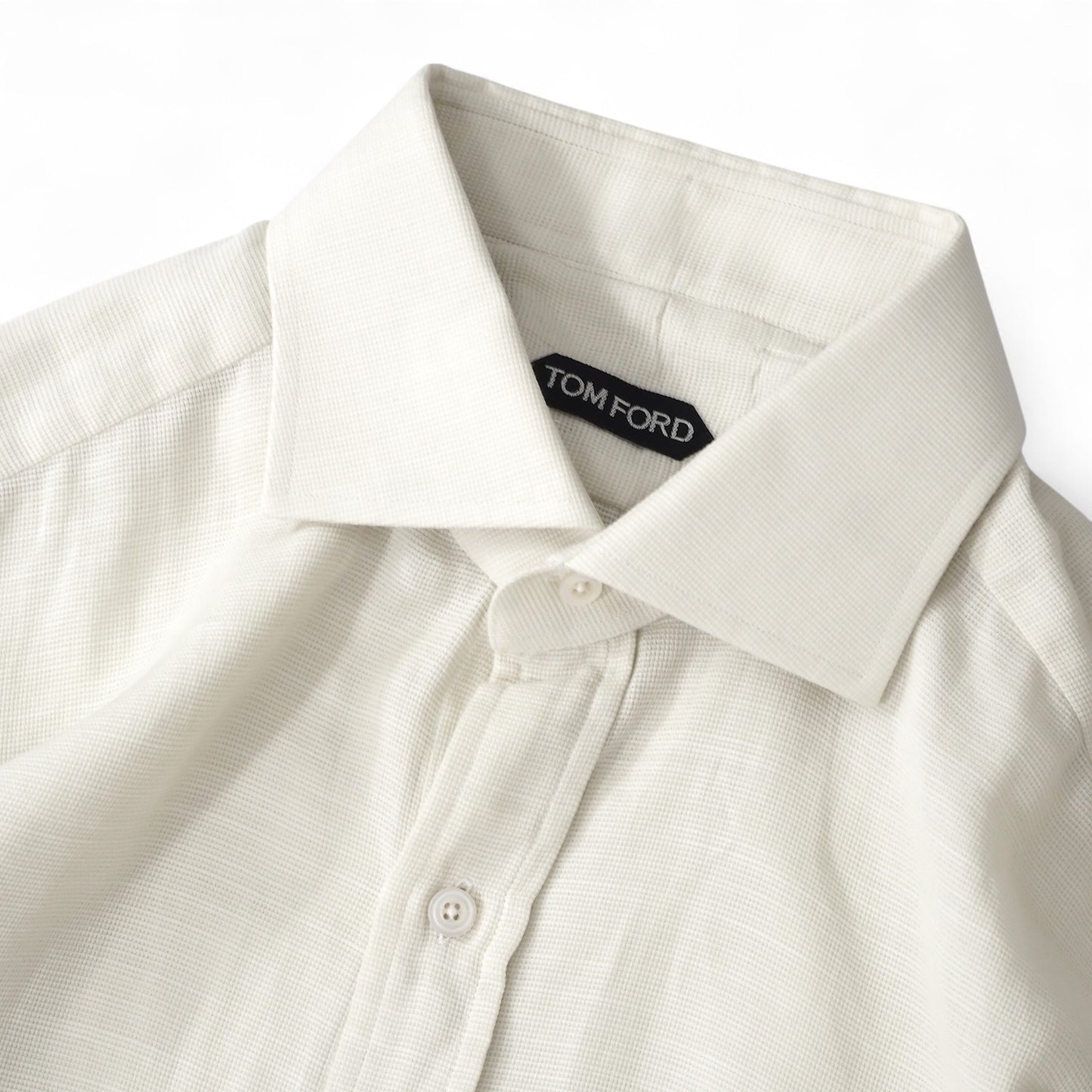 美品 トムフォード TOM FORD 現行 コットン 長袖 シャツ 41 アイボリー メンズ 正規品 5-YE010