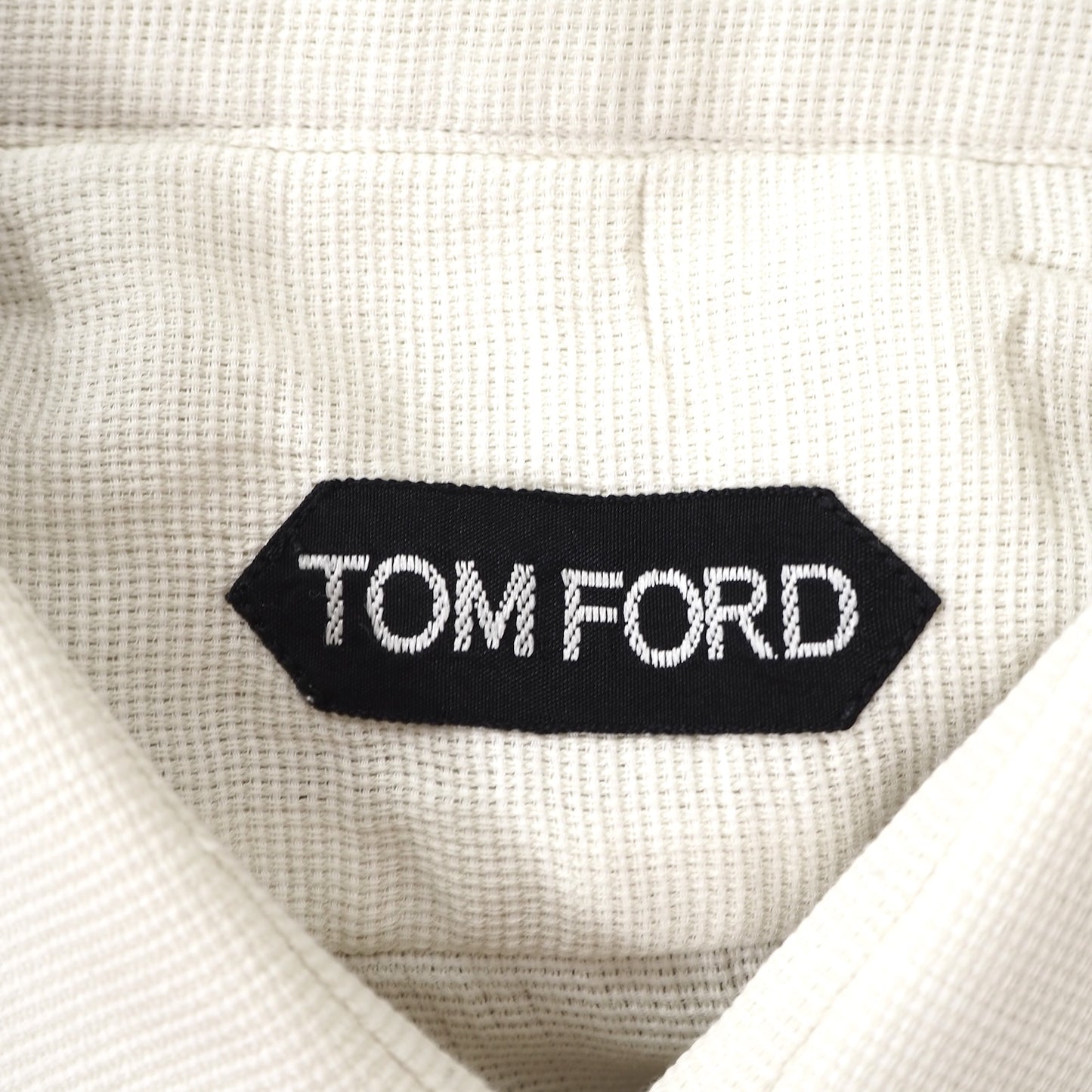 美品 トムフォード TOM FORD 現行 コットン 長袖 シャツ 41 アイボリー メンズ 正規品 5-YE010