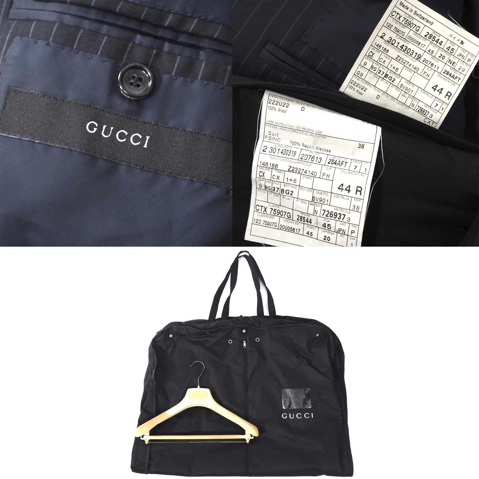 美品　GUCCI グッチ　スーツセットアップ　トムフォード期　ロゴ金具　L GUCCI - イタリア製トムフォード期 GUCCI グッチ シングル