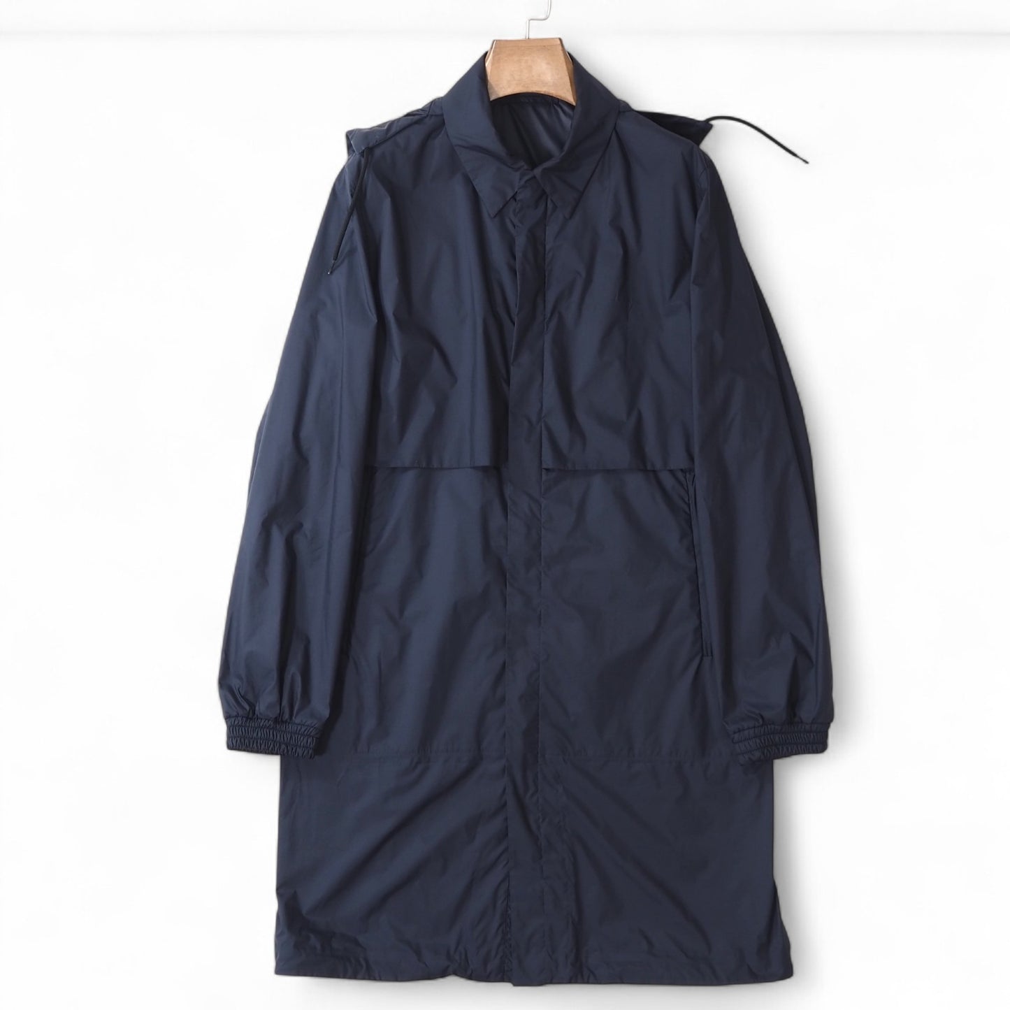 良品 プラダ PRADA 現行 フーデッド コート 44 ダークネイビー メンズ 正規品 5-DF076