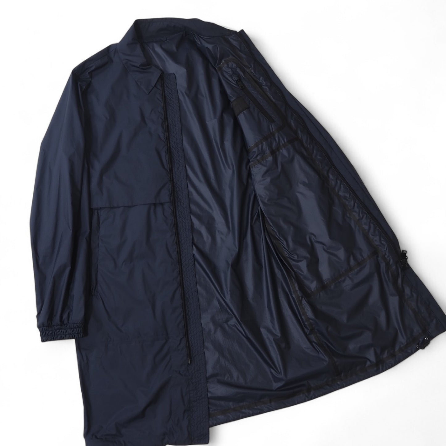 良品 プラダ PRADA 現行 フーデッド コート 44 ダークネイビー メンズ 正規品 5-DF076