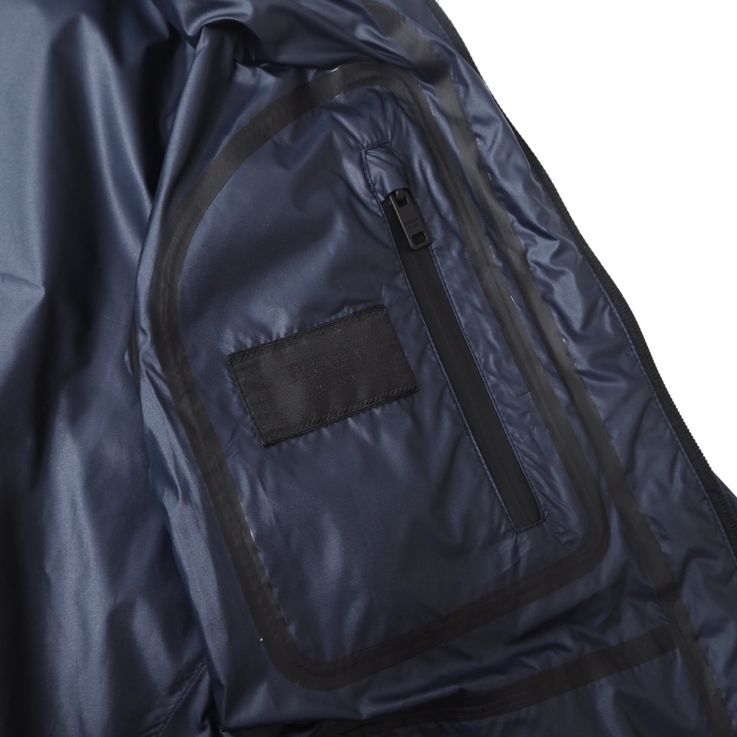 良品 プラダ PRADA 現行 フーデッド コート 44 ダークネイビー メンズ 正規品 5-DF076