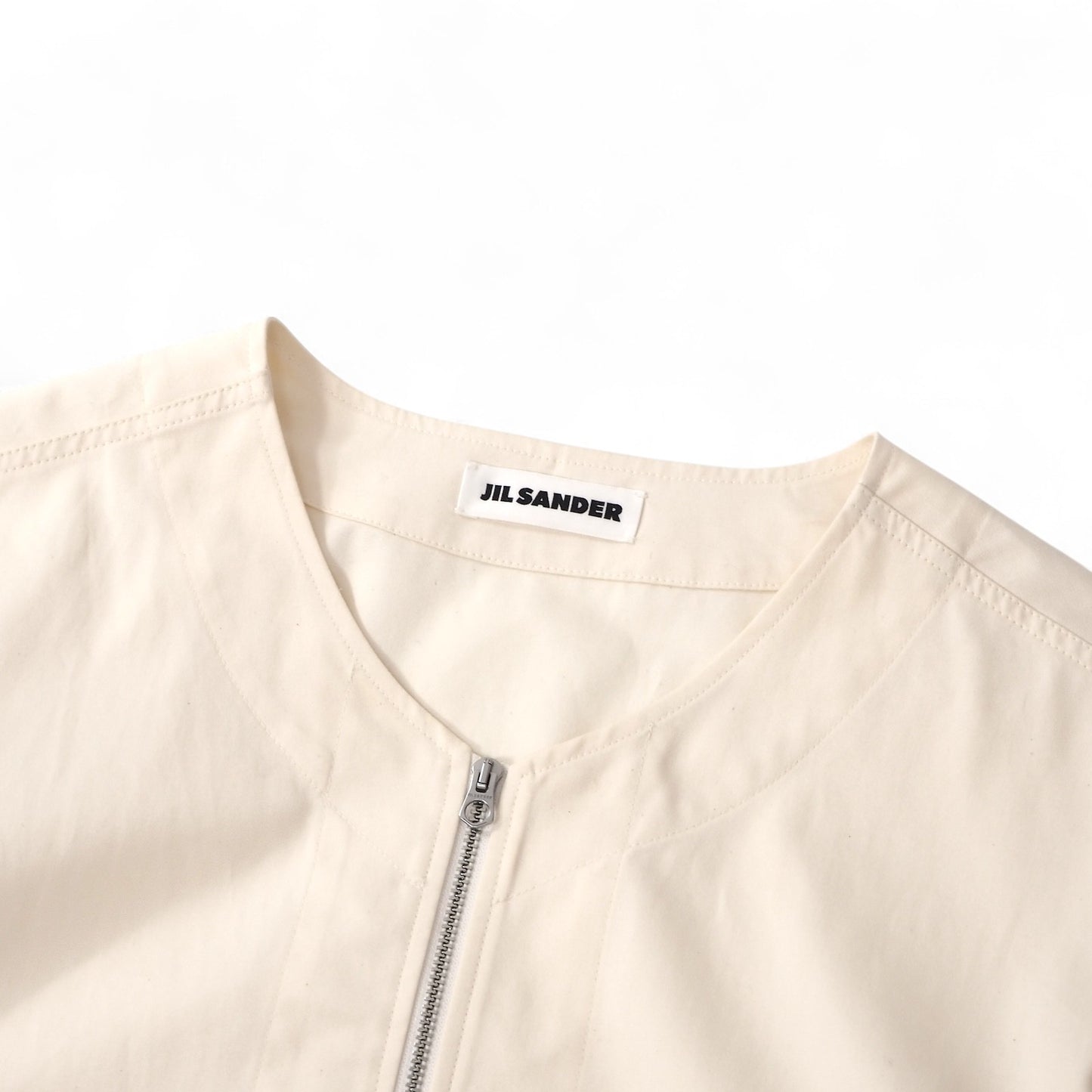良品 ジルサンダー JIL SANDER 22SS ワッペン パッチド ベースボールシャツ 48 アイボリー メンズ 正規品 5-YF008