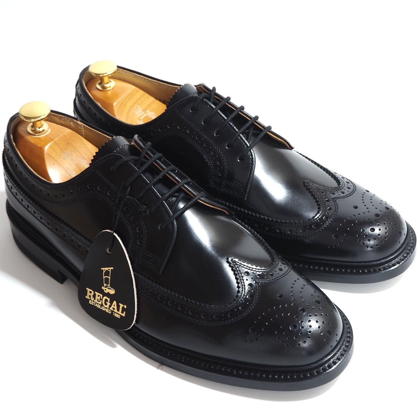 未使用 リーガル REGAL デットストック ウィングチップ レザー シューズ 26 ブラック メンズ 正規品 5-YF011