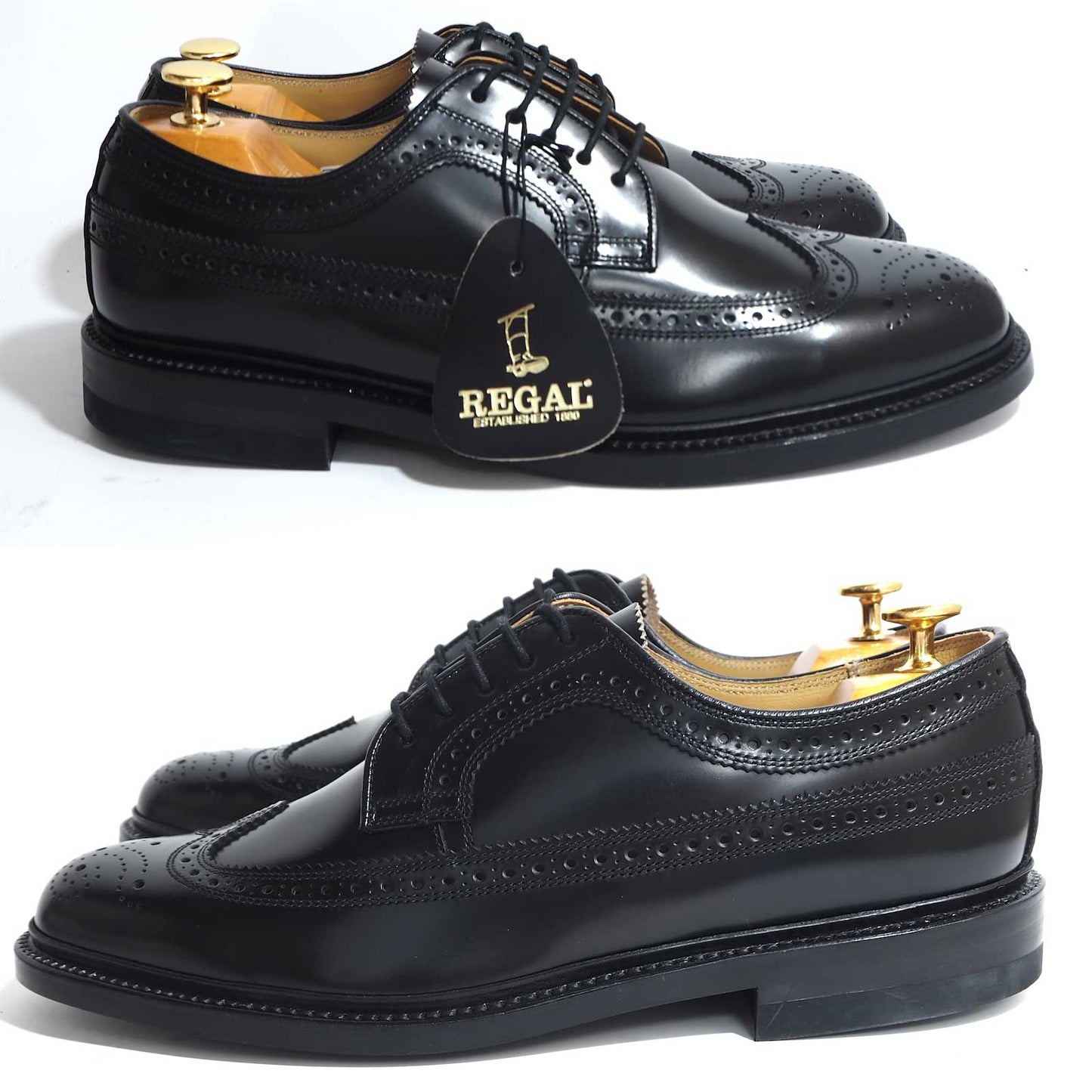 未使用 リーガル REGAL デットストック ウィングチップ レザー シューズ 26 ブラック メンズ 正規品 5-YF011