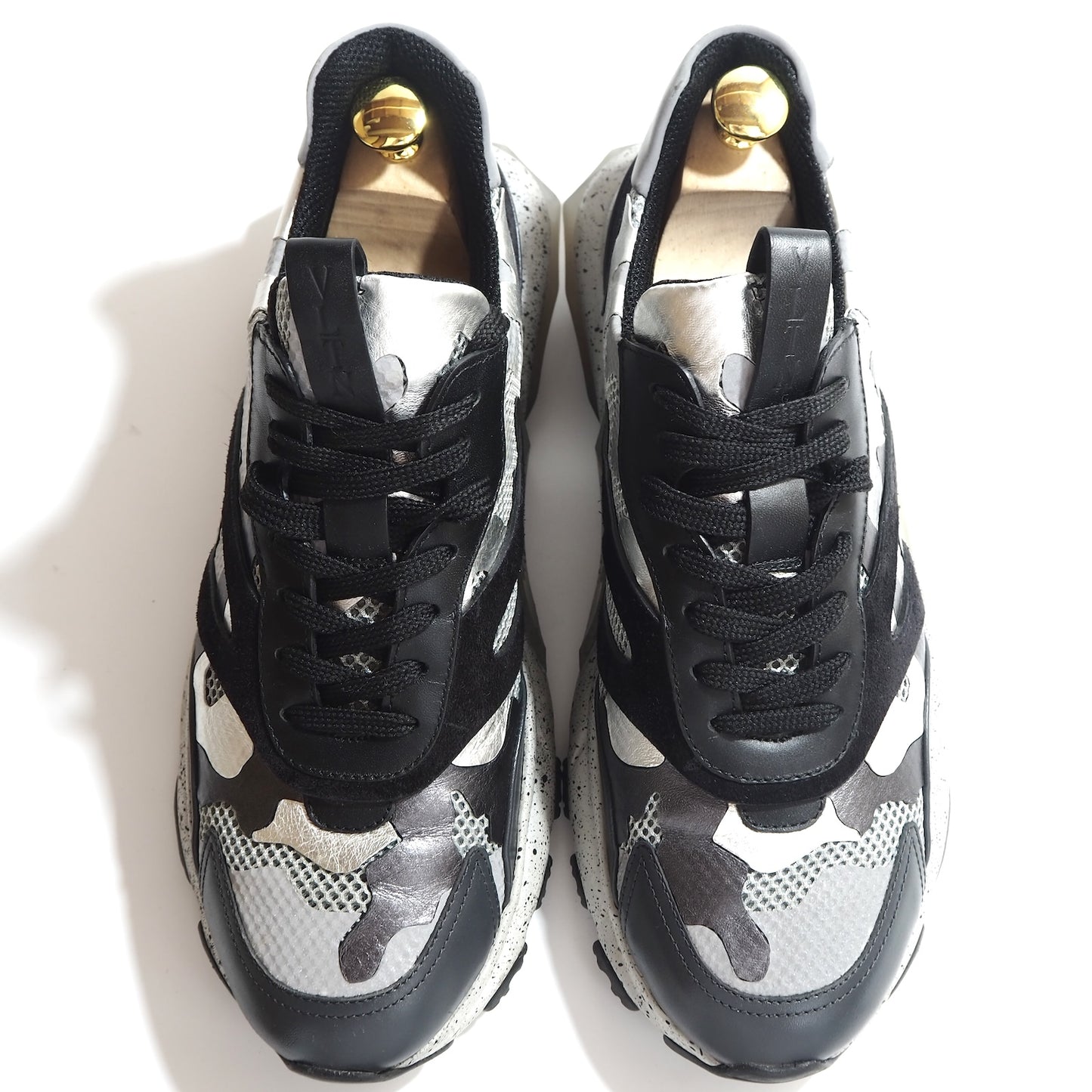 良品 ヴァレンティノ VALENTINO Bounce バウンス ローカット スニーカー 42 26.5-27cm相当 ブラック グレー シルバー メンズ 正規品 5-YF019