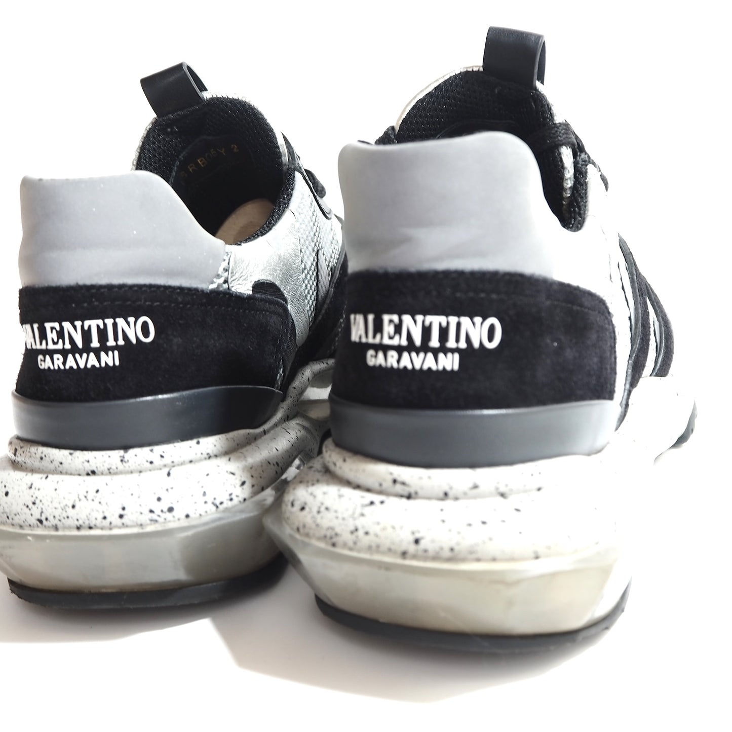良品 ヴァレンティノ VALENTINO Bounce バウンス ローカット スニーカー 42 26.5-27cm相当 ブラック グレー シルバー メンズ 正規品 5-YF019