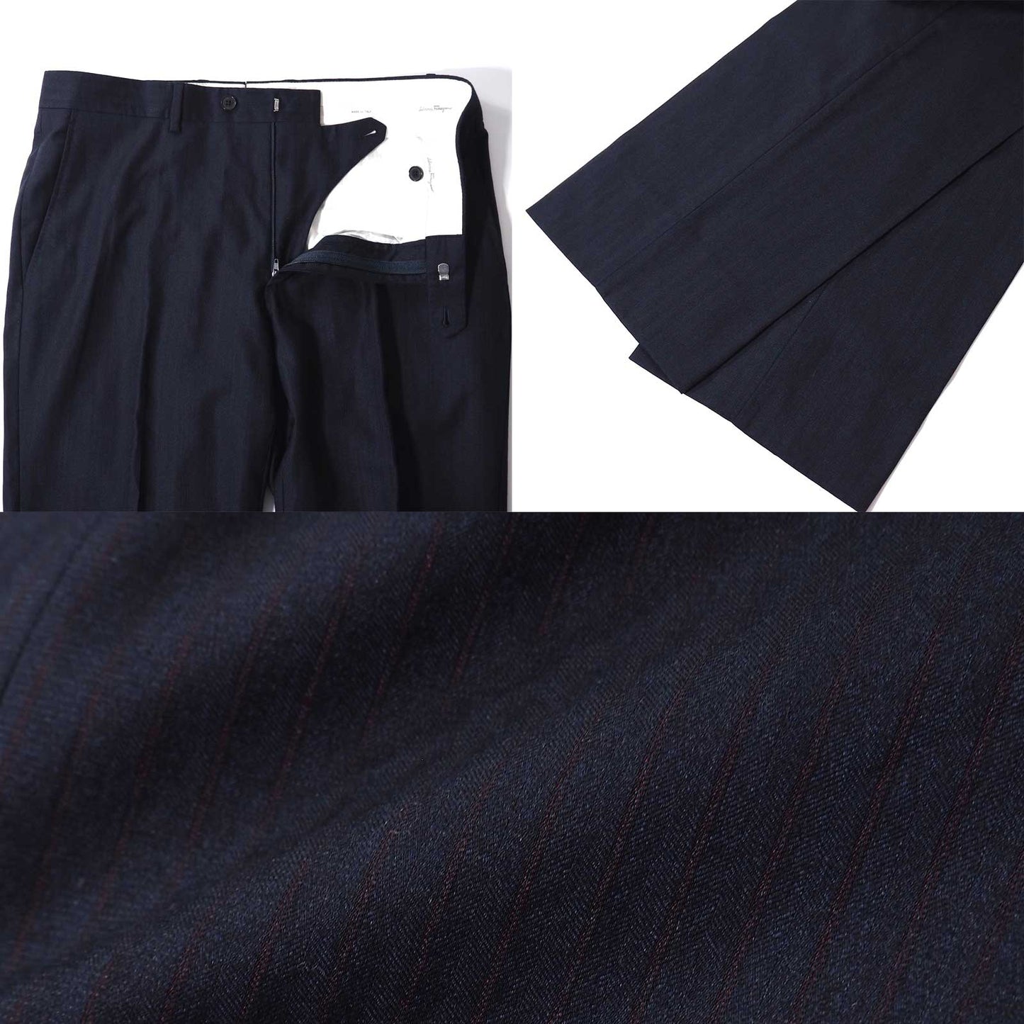 良品 サルヴァトーレフェラガモ Salvatore Ferragamo 近年モデル ウール カシミヤ シルク スーツ ジャケット パンツ スーツ 50 ネイビー メンズ 正規品 5-YG003