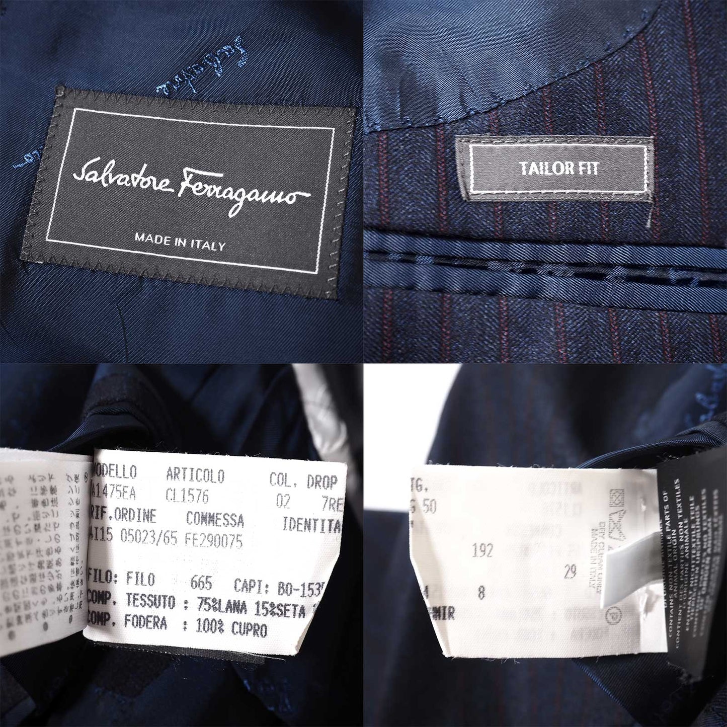 良品 サルヴァトーレフェラガモ Salvatore Ferragamo 近年モデル ウール カシミヤ シルク スーツ ジャケット パンツ スーツ 50 ネイビー メンズ 正規品 5-YG003