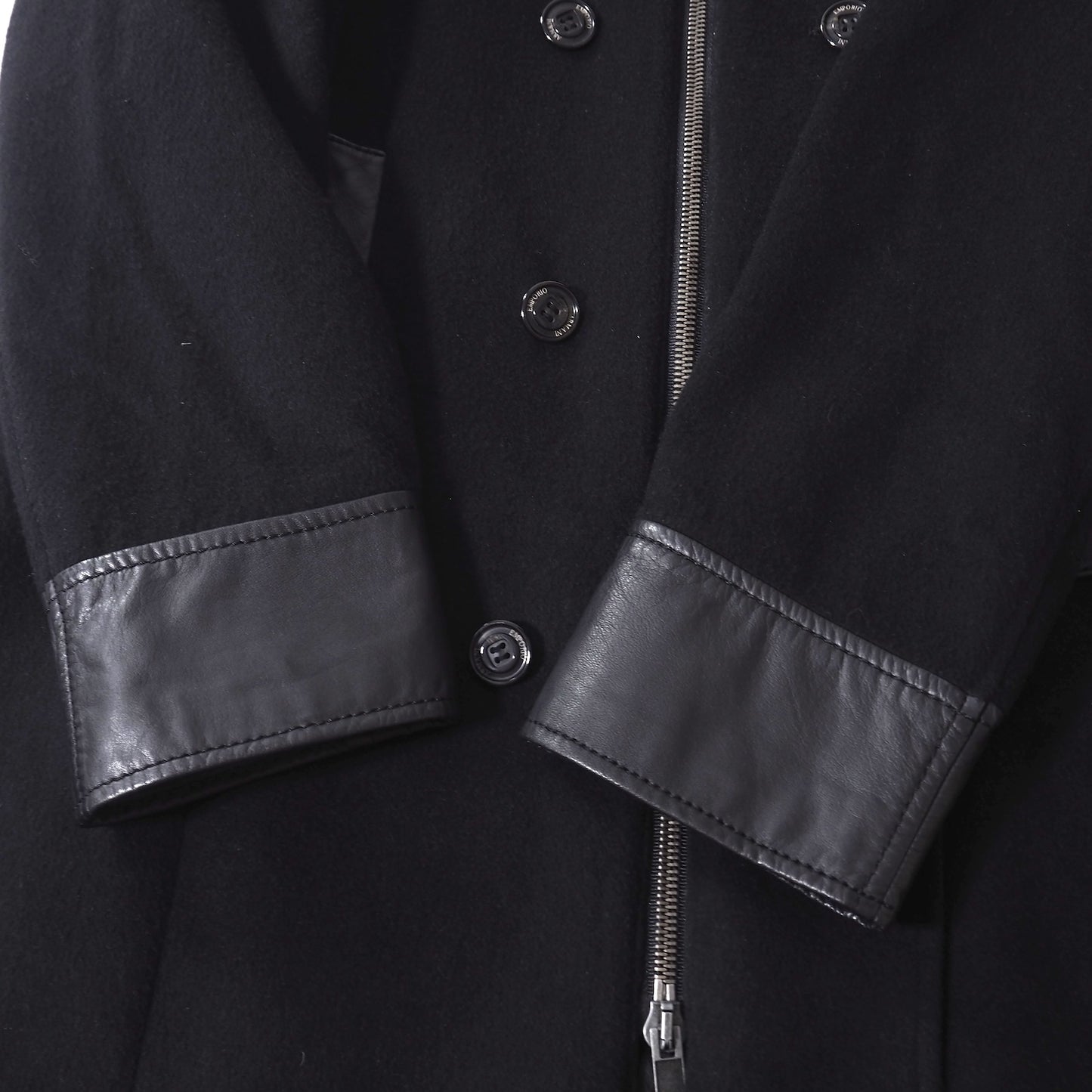 エンポリオアルマーニ EMPORIO ARMANI ウール レザー切替 コート XL ブラック メンズ 正規品 5-YG005
