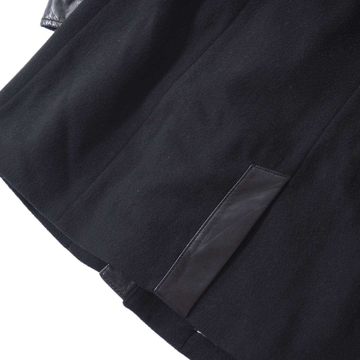 エンポリオアルマーニ EMPORIO ARMANI ウール レザー切替 コート XL ブラック メンズ 正規品 5-YG005
