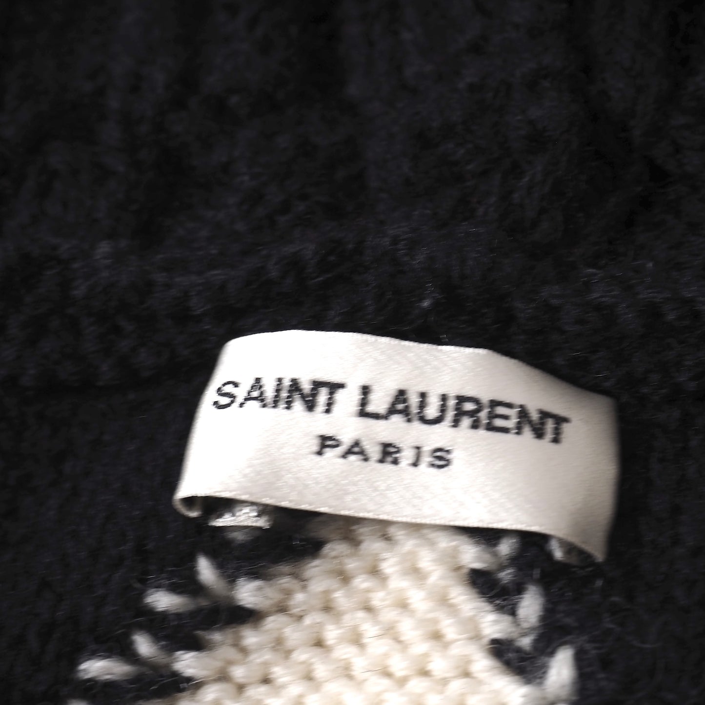 美品 サンローランパリ SAINT LAURENT PARIS ニット フーデッド カーディガン XL ホワイト ブラック メンズ 正規品 5-YG007