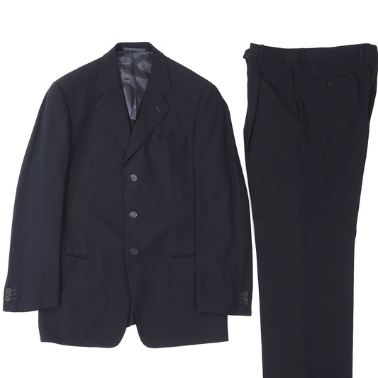 美品 ジョルジオアルマーニ GIORGIO ARMANI ウール シルク ストレッチ スーツ ジャケット パンツ 50 ブラック メンズ 正規品 5-YG014