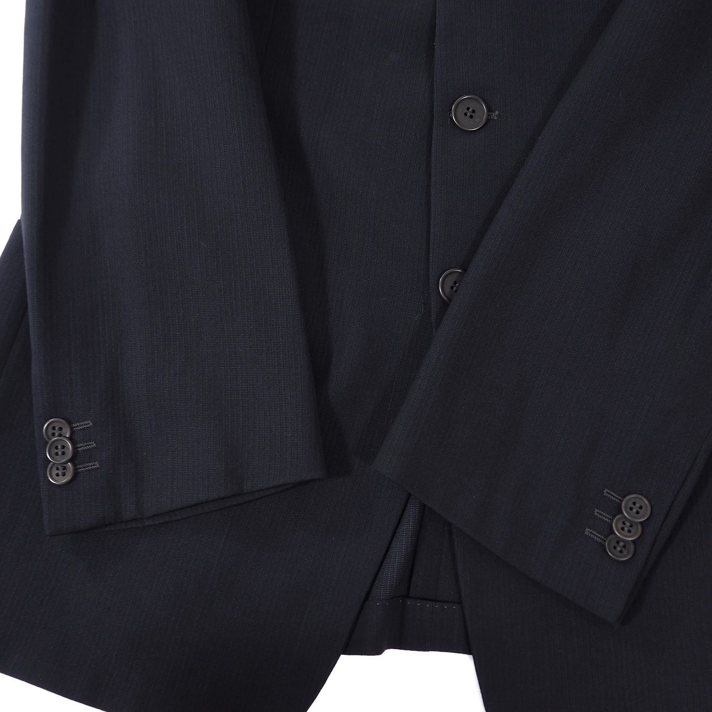 美品 ジョルジオアルマーニ GIORGIO ARMANI ウール シルク ストレッチ スーツ ジャケット パンツ 50 ブラック メンズ 正規品 5-YG014