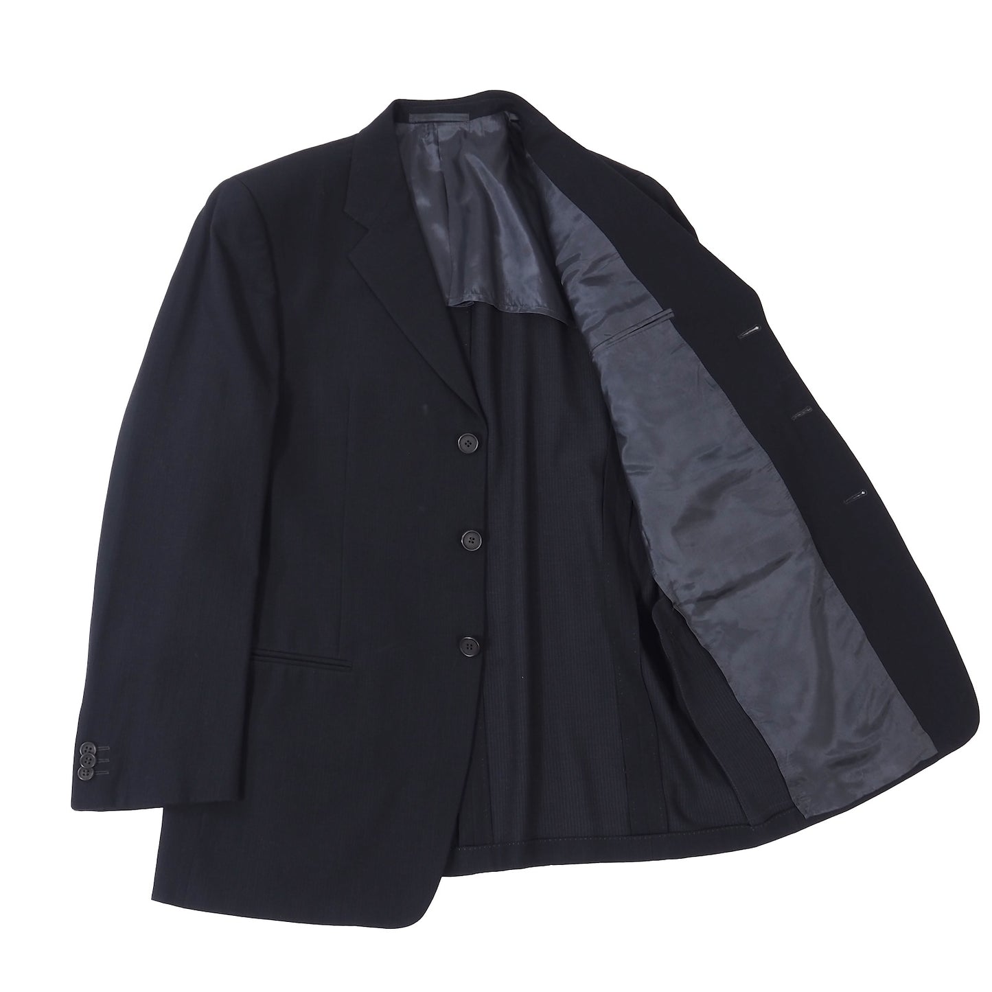 美品 ジョルジオアルマーニ GIORGIO ARMANI ウール シルク ストレッチ スーツ ジャケット パンツ 50 ブラック メンズ 正規品 5-YG014