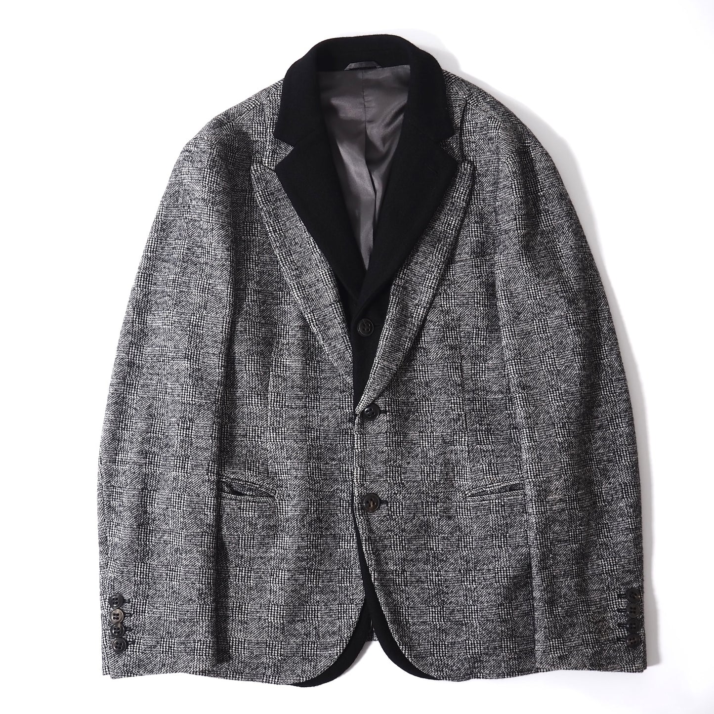 美品 ジョルジオアルマーニ GIORGIO ARMANI レイヤード ジャケット 50 グレンチェック メンズ 正規品 5-YG015
