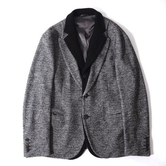 美品 ジョルジオアルマーニ GIORGIO ARMANI レイヤード ジャケット 50 グレンチェック メンズ 正規品 5-YG015