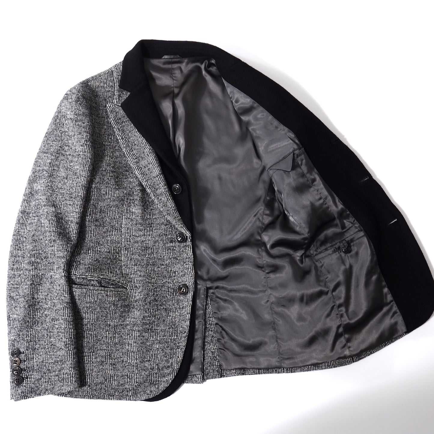 美品 ジョルジオアルマーニ GIORGIO ARMANI レイヤード ジャケット 50 グレンチェック メンズ 正規品 5-YG015