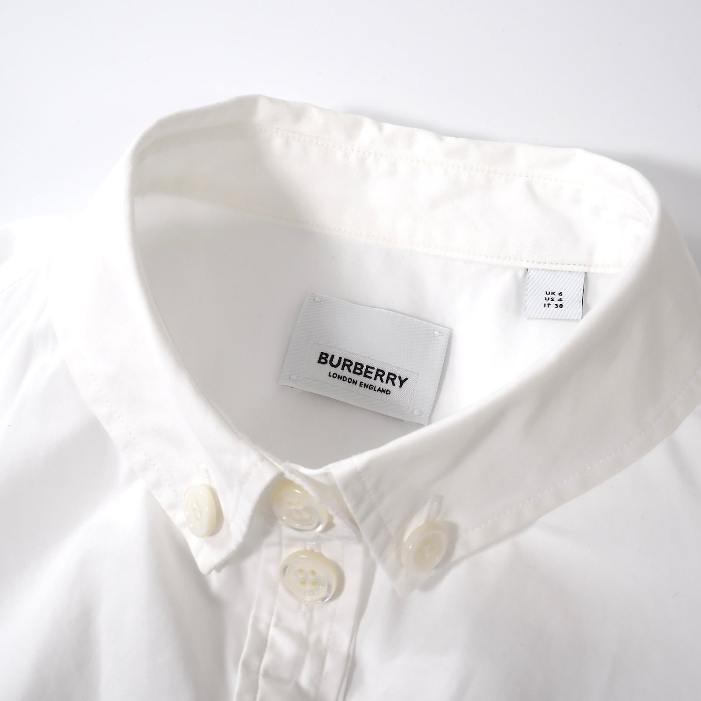 良品 バーバリー BURBERRY コットン ホースフェリー ベルト付 シャツ ワンピース 38 ホワイト レディース 正規品 5-YG020